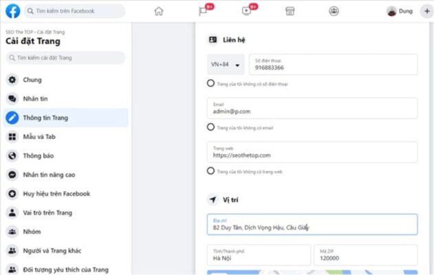 Cách tạo và tối ưu tiếp thị truyền thông xã hội trên page Facebook 5 Yêu cầu vị trí trên Page Facebook